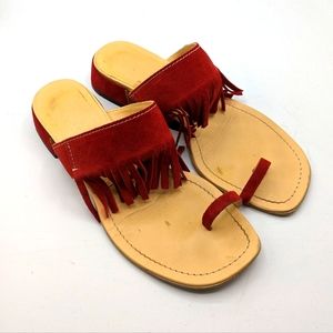 MIU MIU Suede Fringe Sandals Flat Boho Size 36